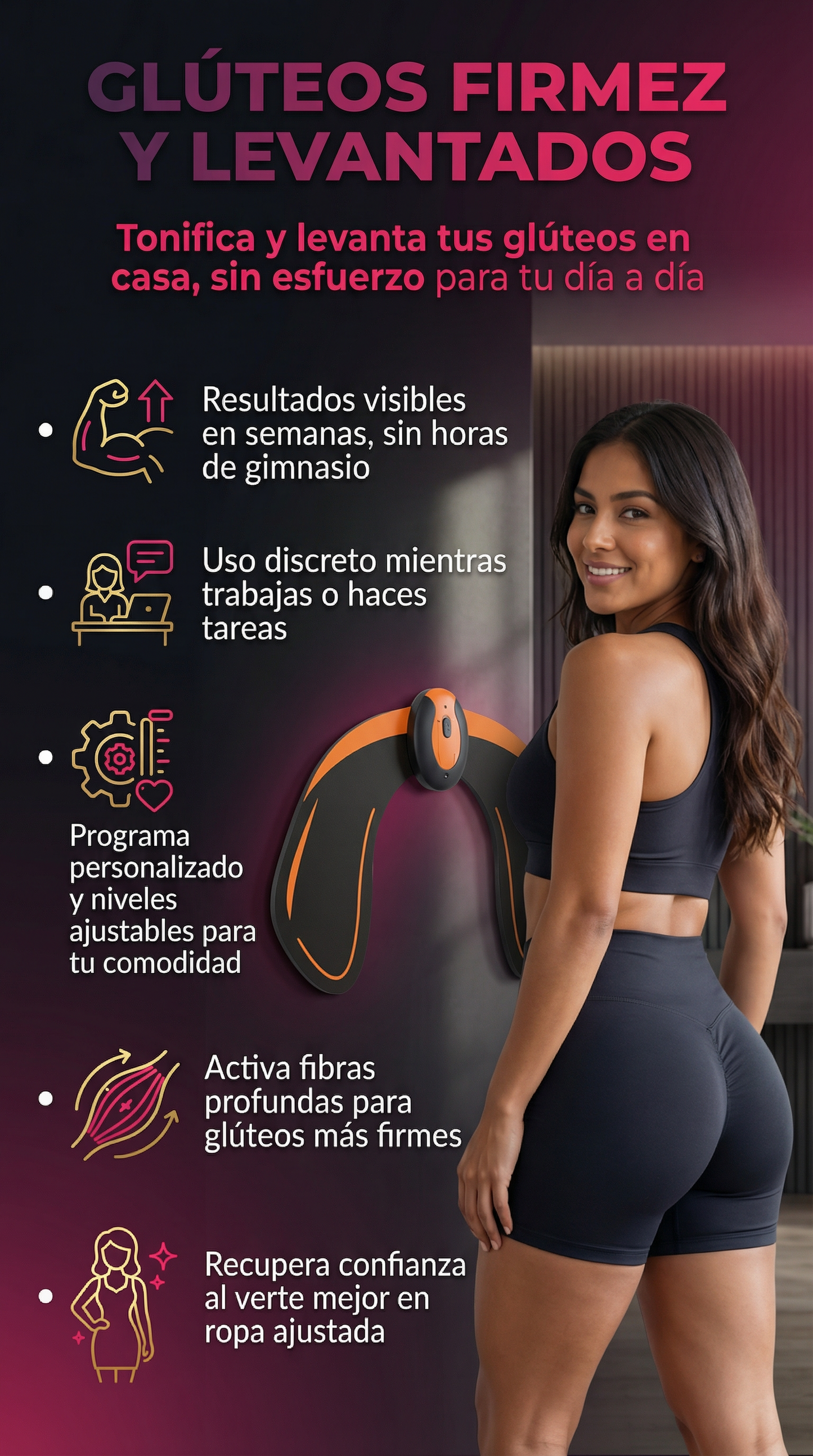 EMS Hips Trainer – Tonificador de Glúteos con Estimulación Eléctrica + GIA PERSONALIZADA POR NUTRICIONISTA
