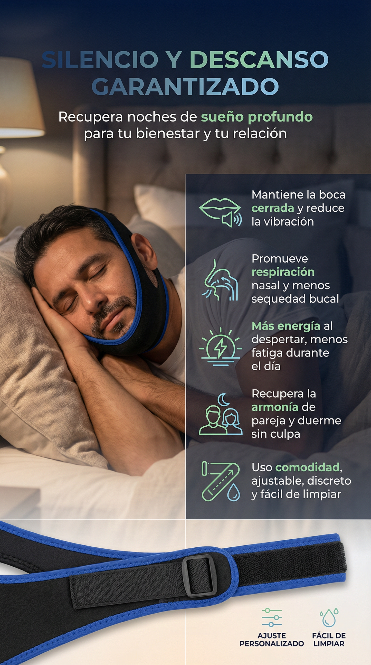 SleepFix Pro - Banda Anti Ronquidos Para Barbilla